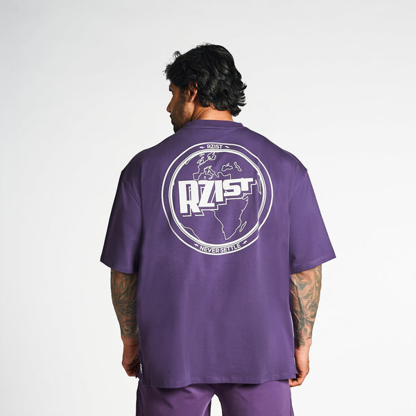 T-Shirt For Men’s Drop Shoulder RZIST Purple T-Shirt - RZIST