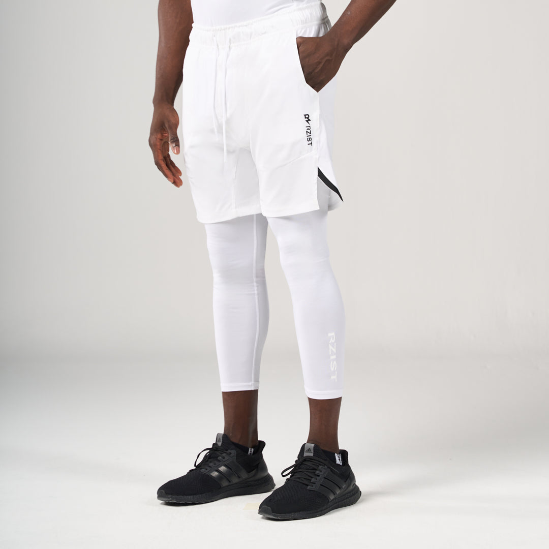 2 in 1 Long Shorts - White