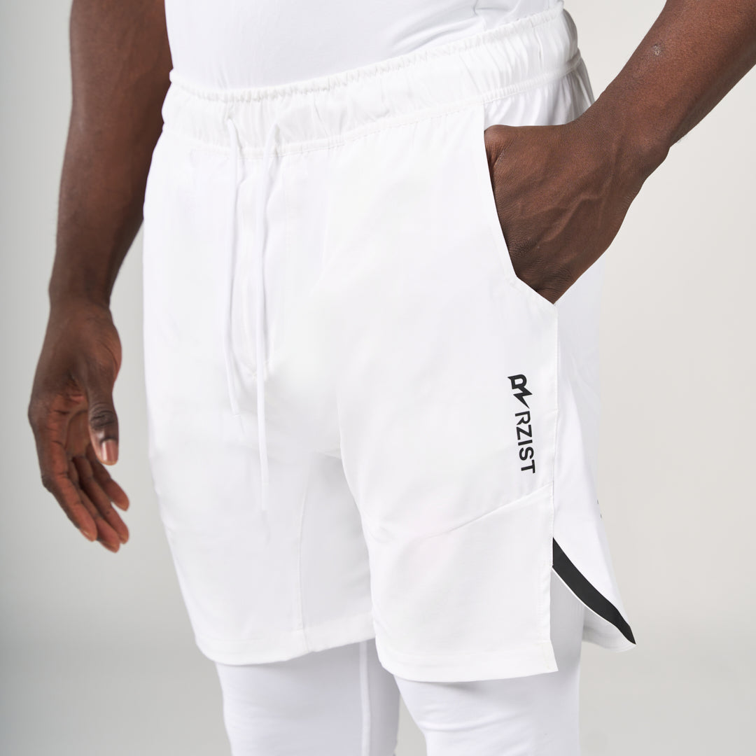 2 in 1 Long Shorts - White