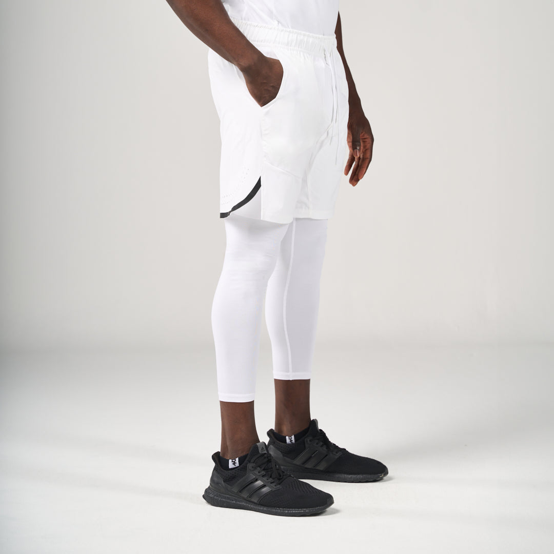 2 in 1 Long Shorts - White