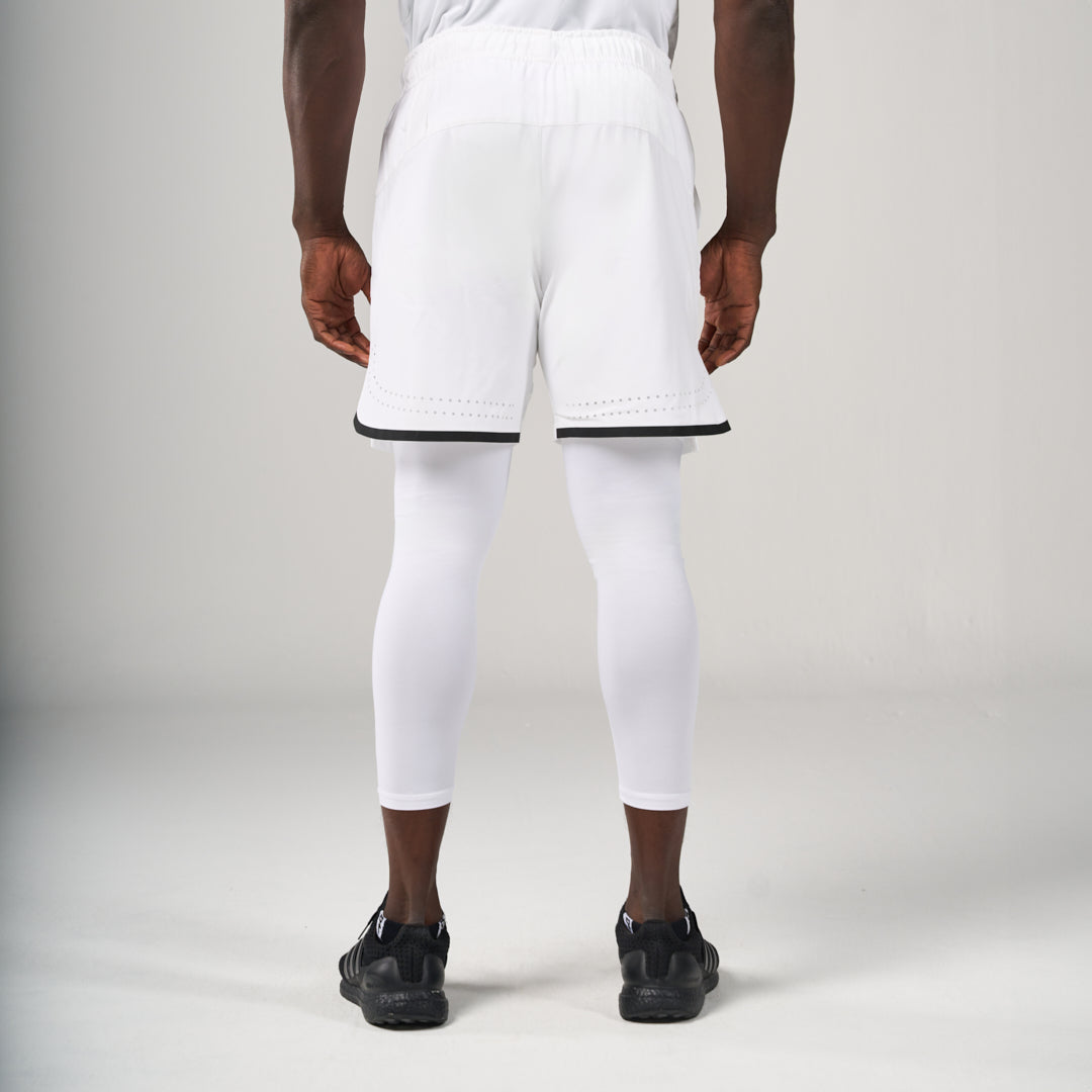 2 in 1 Long Shorts - White