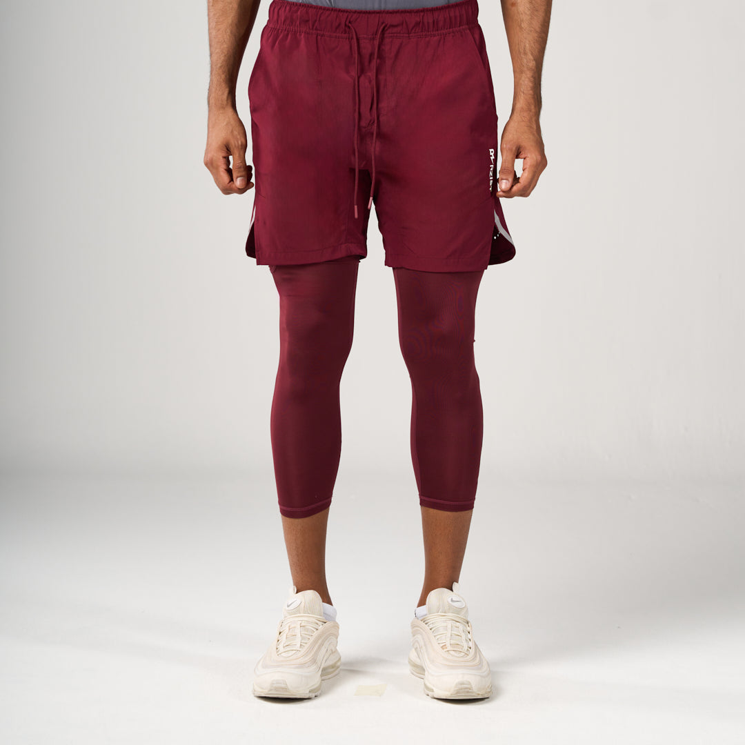 2 in 1 Long Shorts - Maroon
