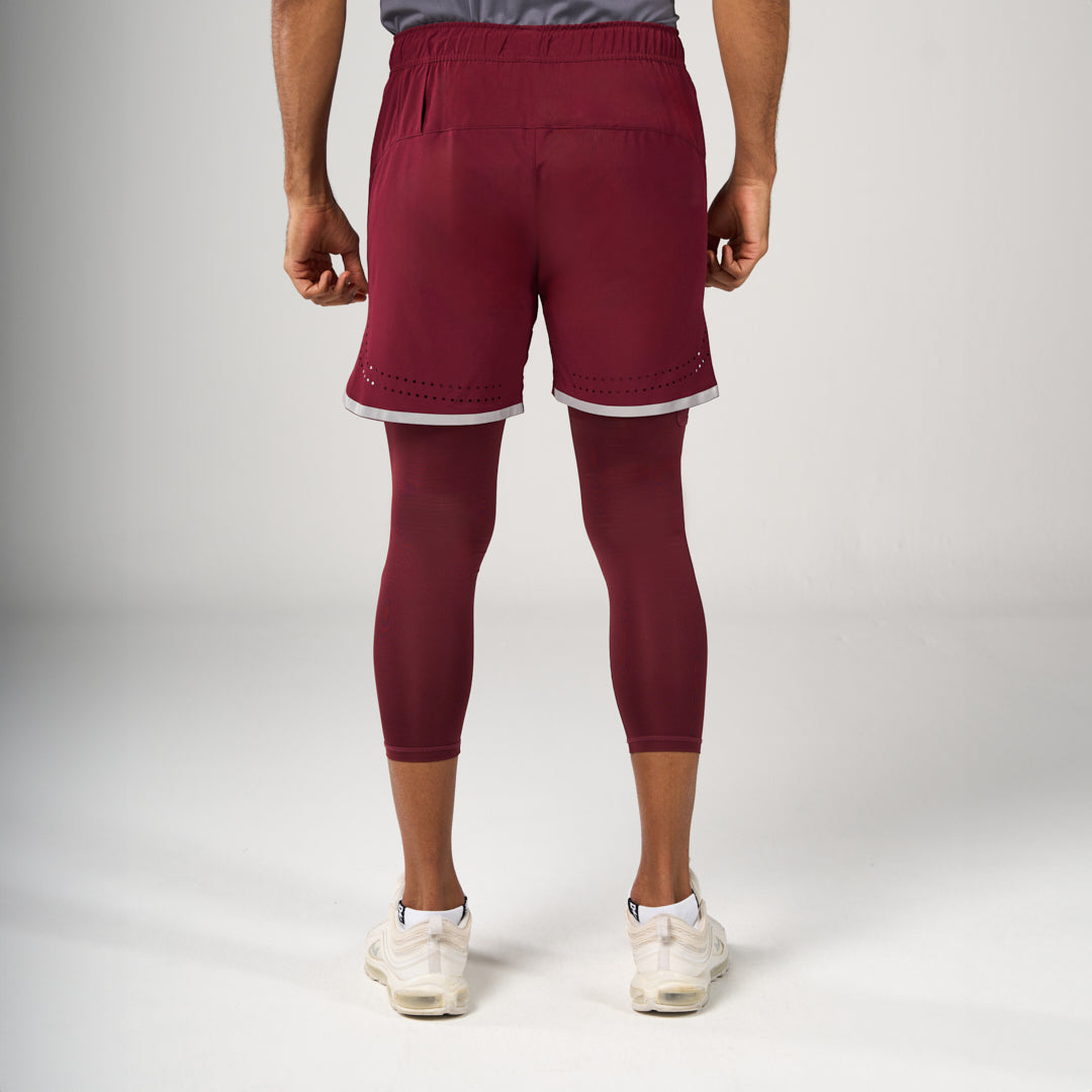 2 in 1 Long Shorts - Maroon