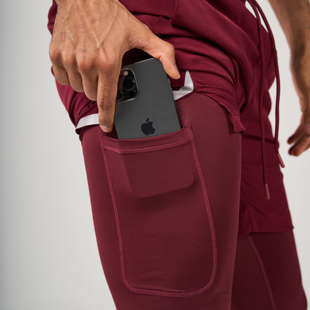 2 in 1 Long Shorts - Maroon