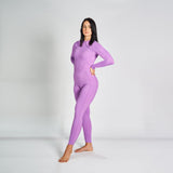 Lavender Women's Full Body Swimsuit with Waist Scarf