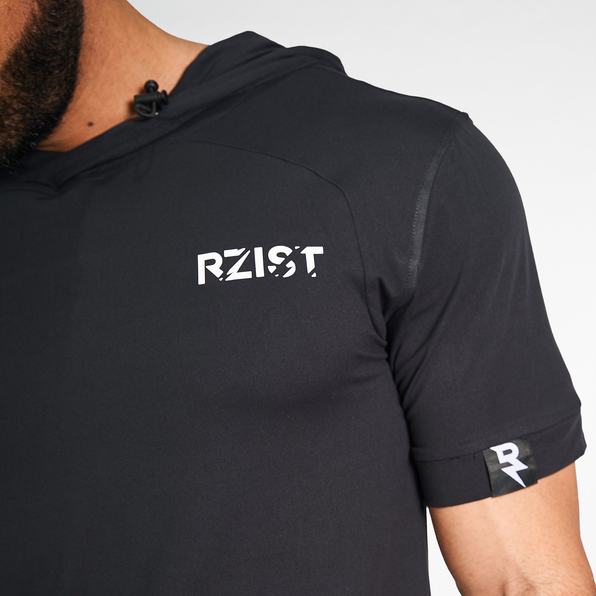 Hoodie For Men's Sportswear RZIST Black Short Sleeve Hoodie - RZIST