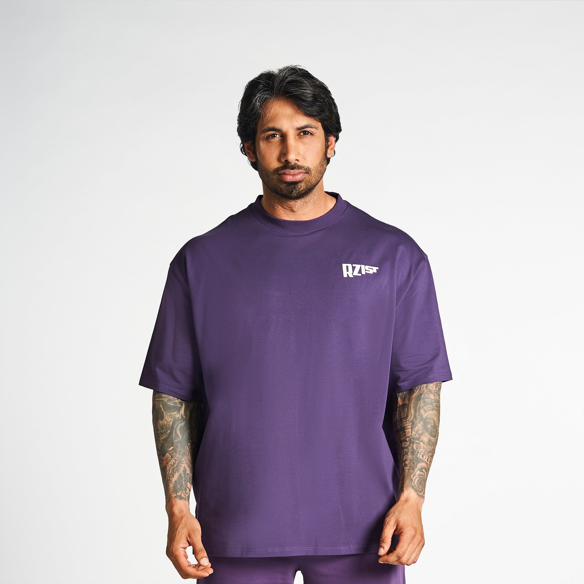 T-Shirt For Men’s Drop Shoulder RZIST Purple T-Shirt - RZIST