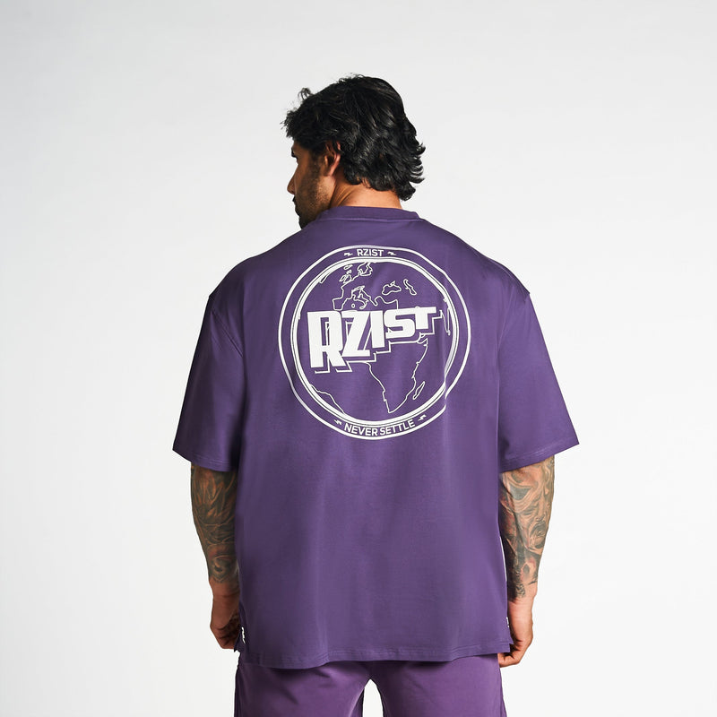 T-Shirt For Men’s Drop Shoulder RZIST Purple T-Shirt - RZIST