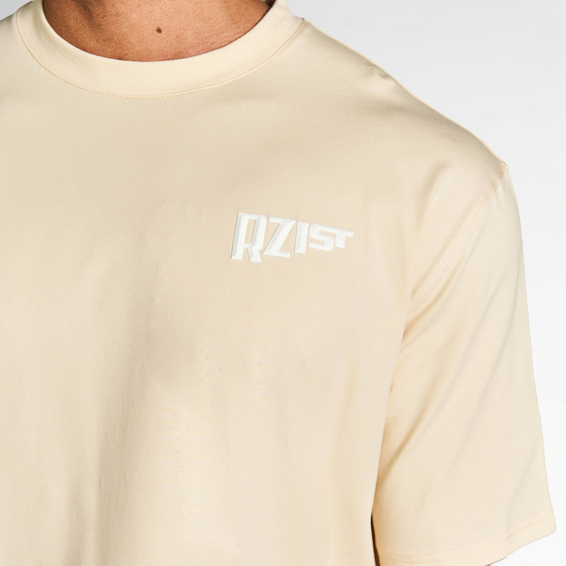 Never Settle Men's Macadamia Oversized Drop-Shoulder T-Shirt