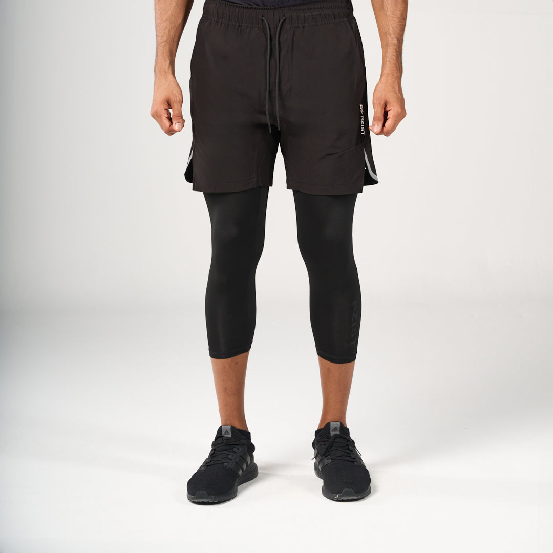 ⁠2 in 1 Long Shorts - Black