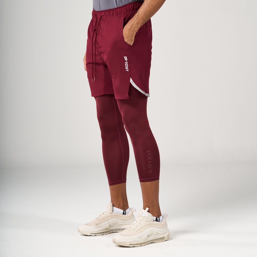 ⁠2 in 1 Long Shorts - Maroon