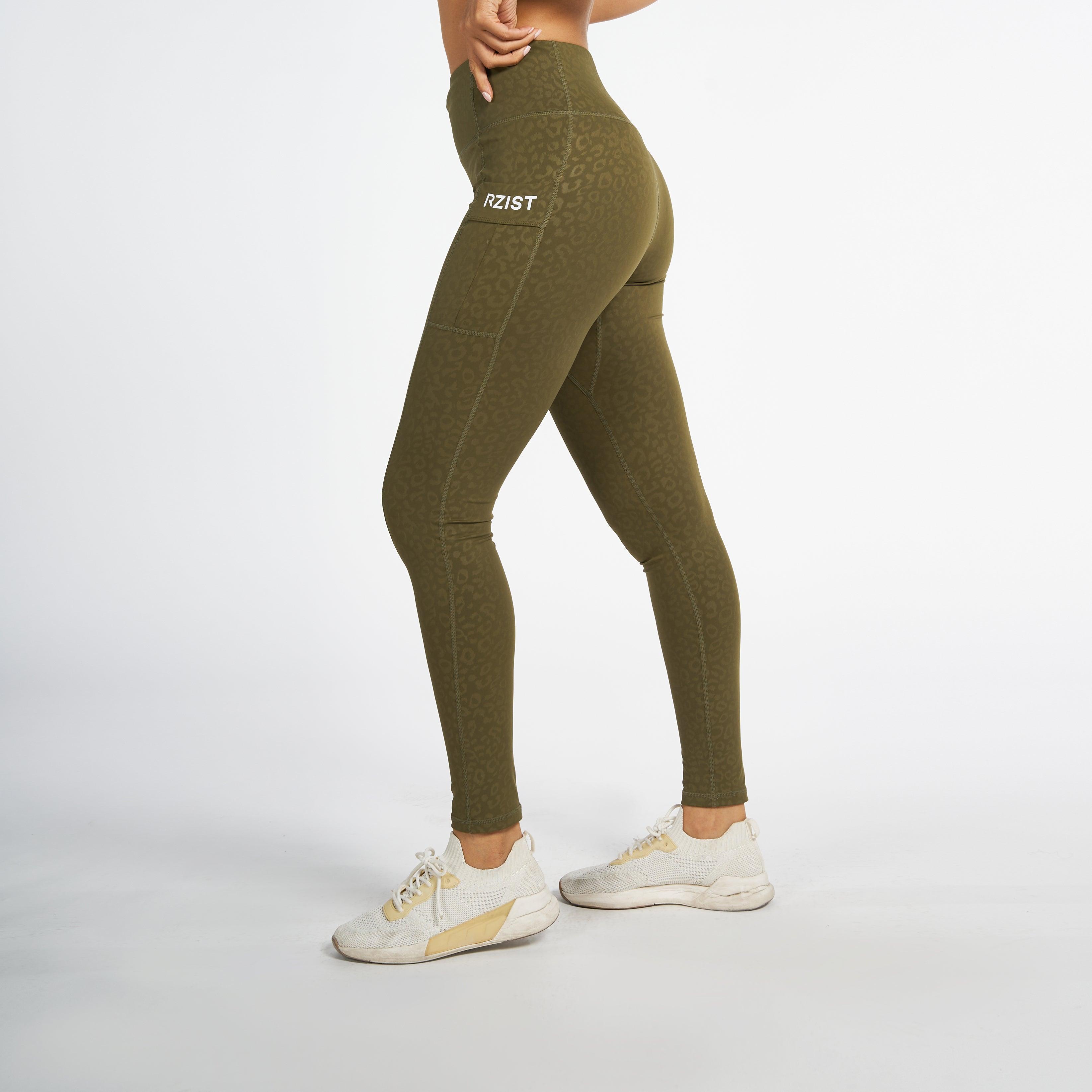 Leggings For Women's Workout By RZIST In Capulet Olive Leggings - RZIST