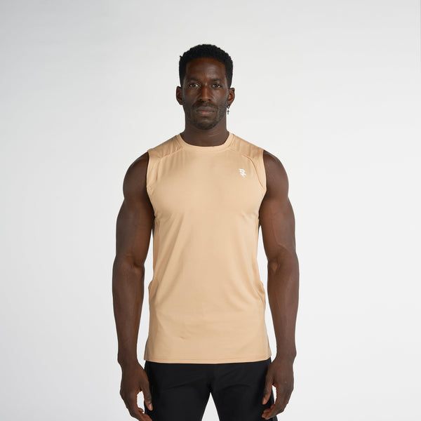 Sleeveless Shirt For Mens workout RZIST Pastel Yellow Shirt - RZIST