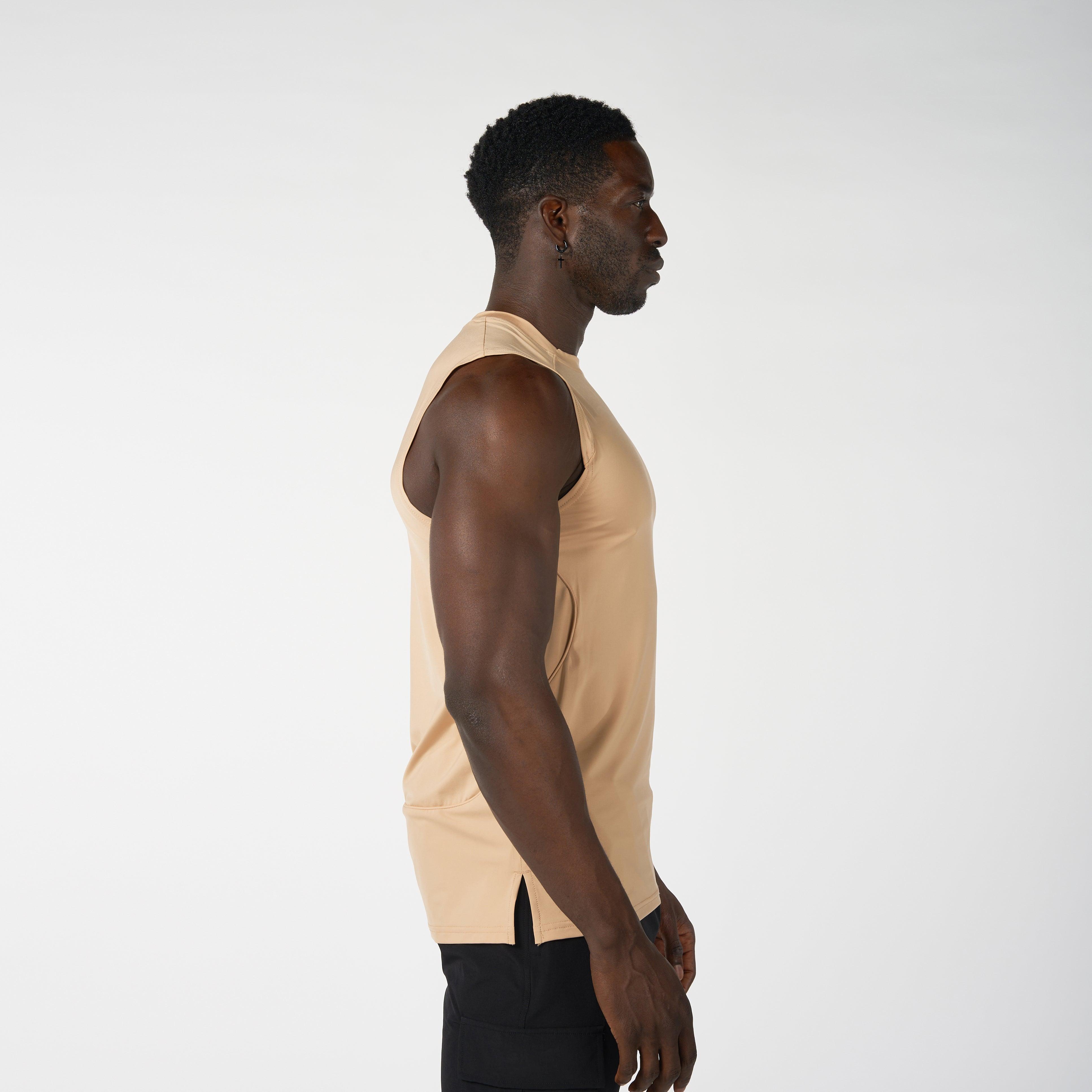 Sleeveless Shirt For Mens workout RZIST Pastel Yellow Shirt - RZIST