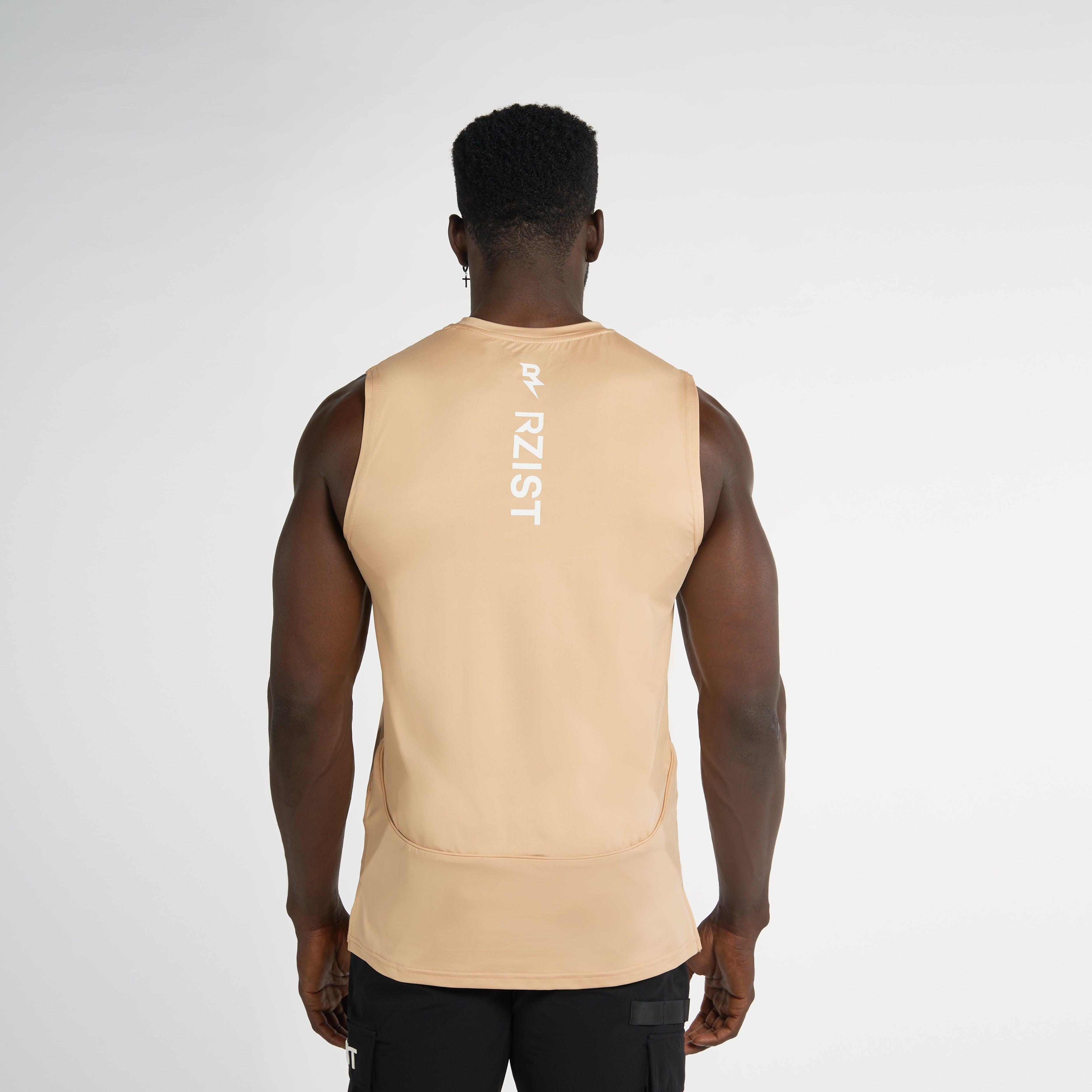 Sleeveless Shirt For Mens workout RZIST Pastel Yellow Shirt - RZIST