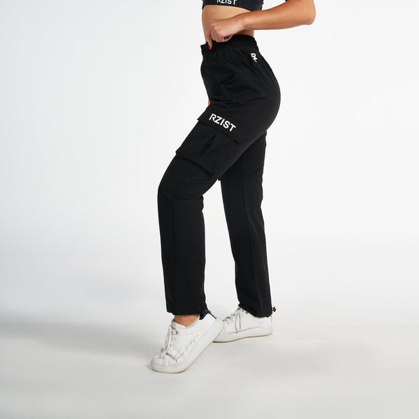 Women's Jet Black Active Cargo Pant