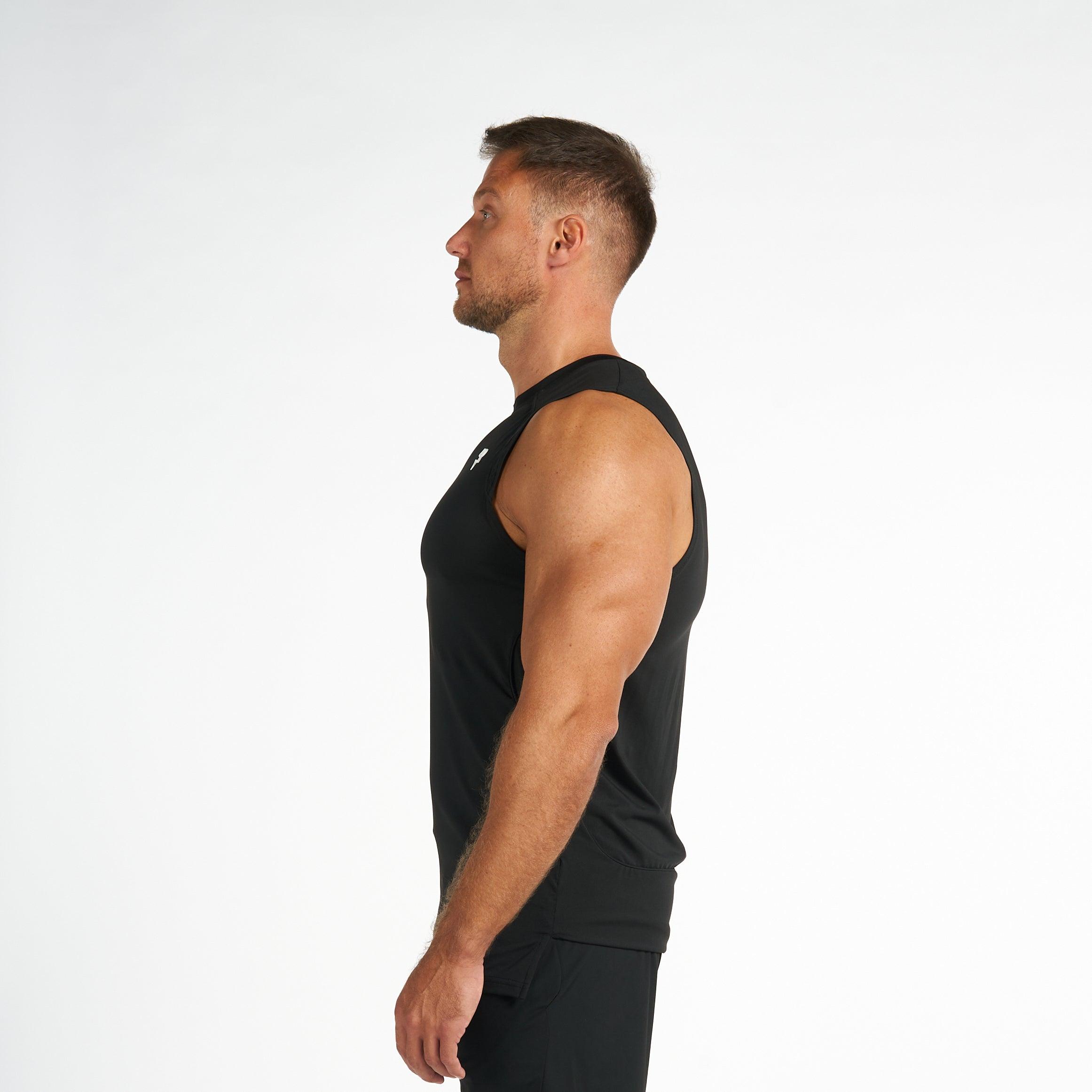 Sleeveless Shirt For Mens workout RZIST Jet Black Shirt - RZIST