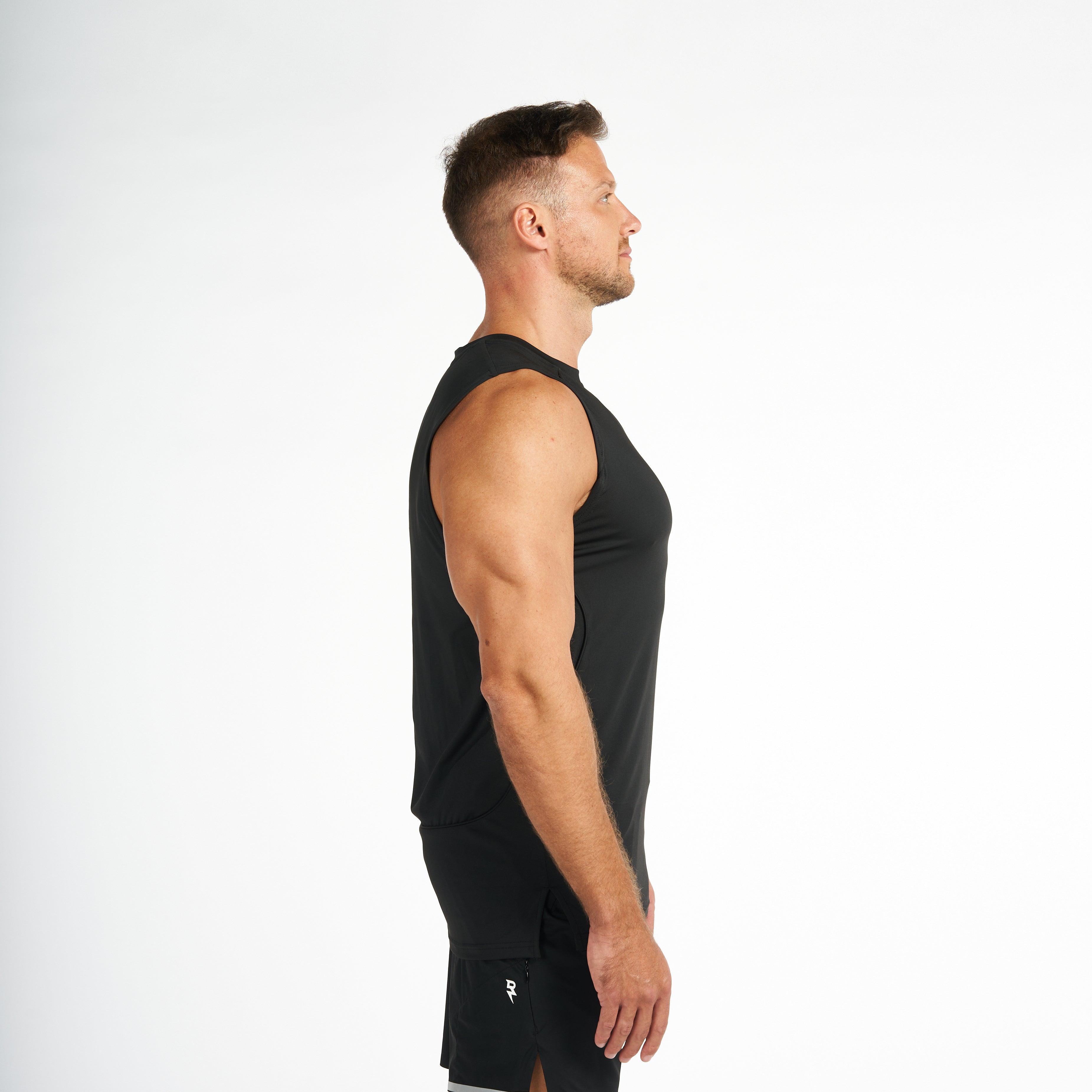 Sleeveless Shirt For Mens workout RZIST Jet Black Shirt - RZIST