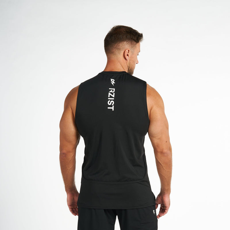 Sleeveless Shirt For Mens workout RZIST Jet Black Shirt - RZIST