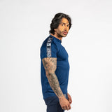 Men's Striped Zipped True Navy T-Shirt