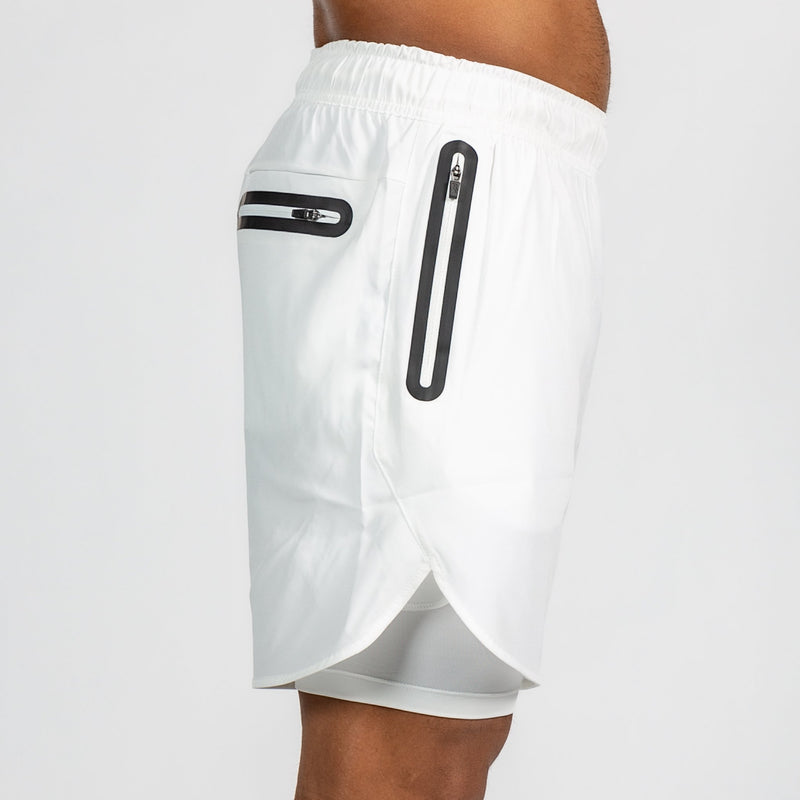 Men's 2-in-1 Crisp White Shorts