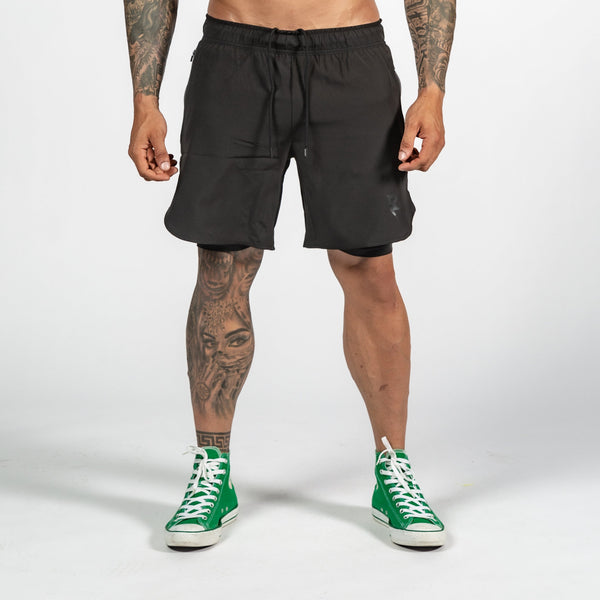 Men's 2-in-1 Night Black Shorts