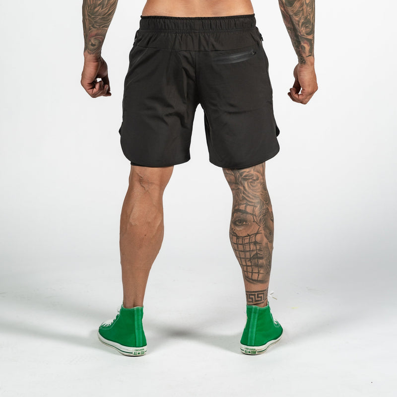 Men's 2-in-1 Night Black Shorts