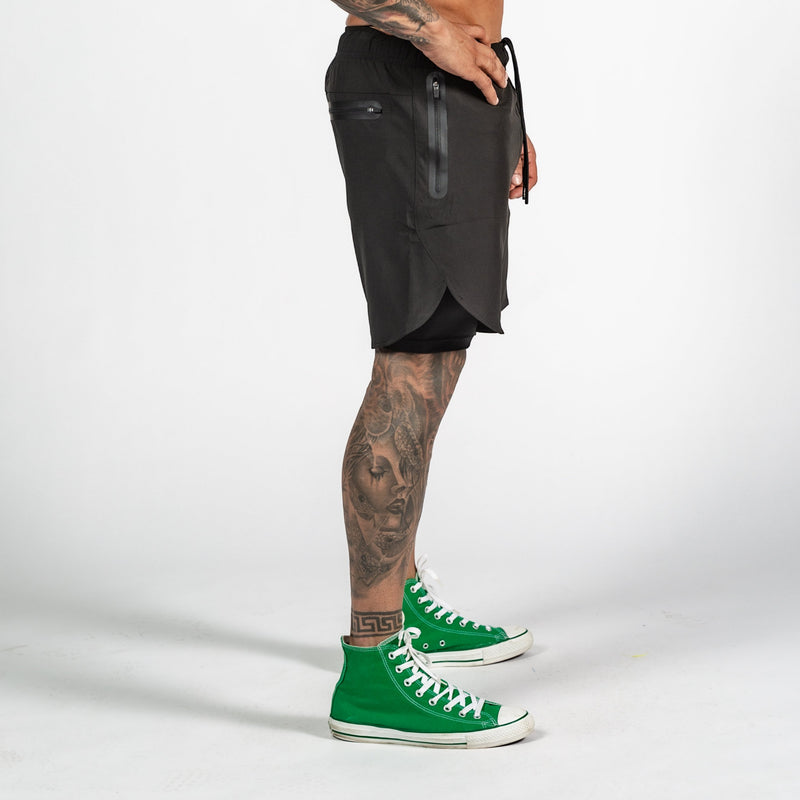 Men's 2-in-1 Night Black Shorts
