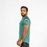 Men's Striped Zipped Pastel Green T-Shirt