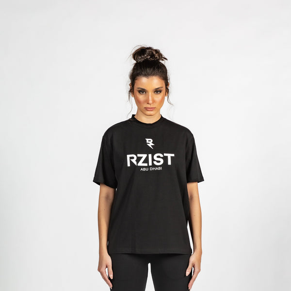 Women's Active Oversized Night Black T-shirt