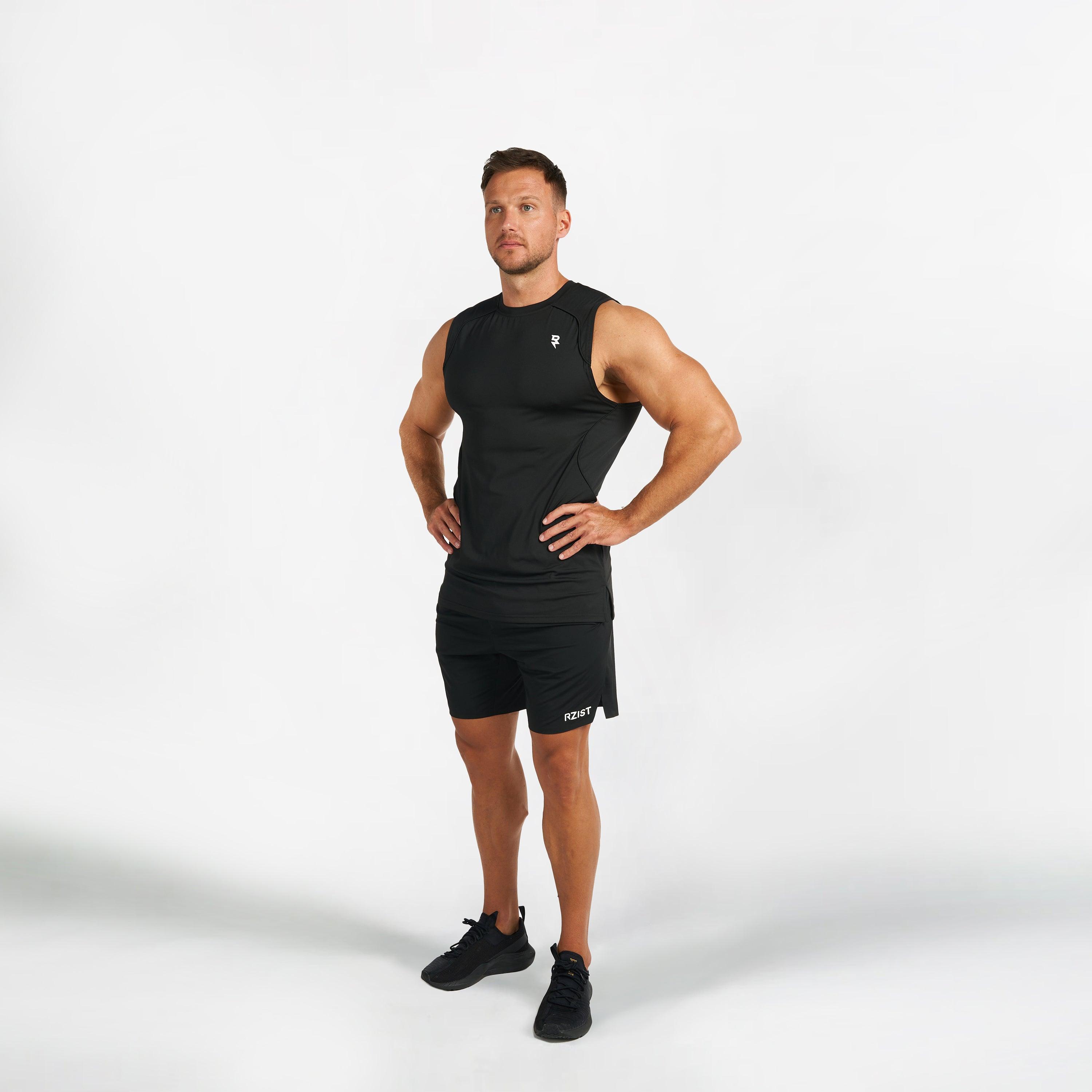 Sleeveless Shirt For Mens workout RZIST Jet Black Shirt - RZIST