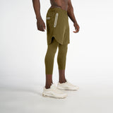 Shorts for Men's Workout By RZIST In Capulet Olive Shorts (Long Tights) - RZIST